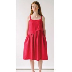 Reifhaus Escalera Linen Cardinal Midi Dress Medium